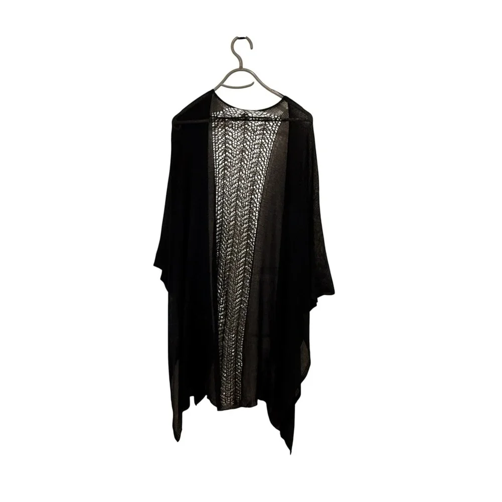 Women's Black Batwing Shawl Hallo Witchy Festival Goth Spiderweb Crochet OS
